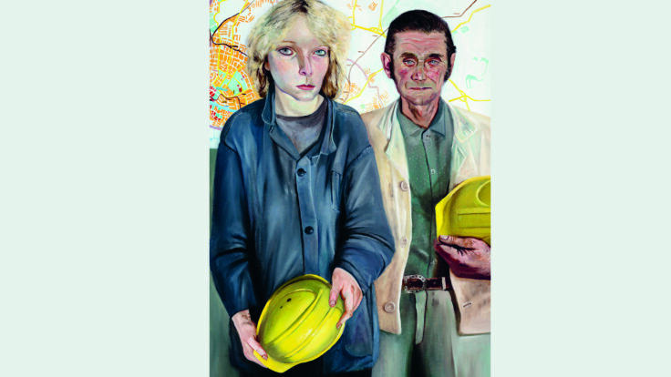 Norbert Wagenbrett, Bauarbeiter und Bauarbeiterin, 1984. Museum Utopie und Alltag (Bestand Beeskow), Norbert Wagenbrett © Bildrecht, Wien 2025