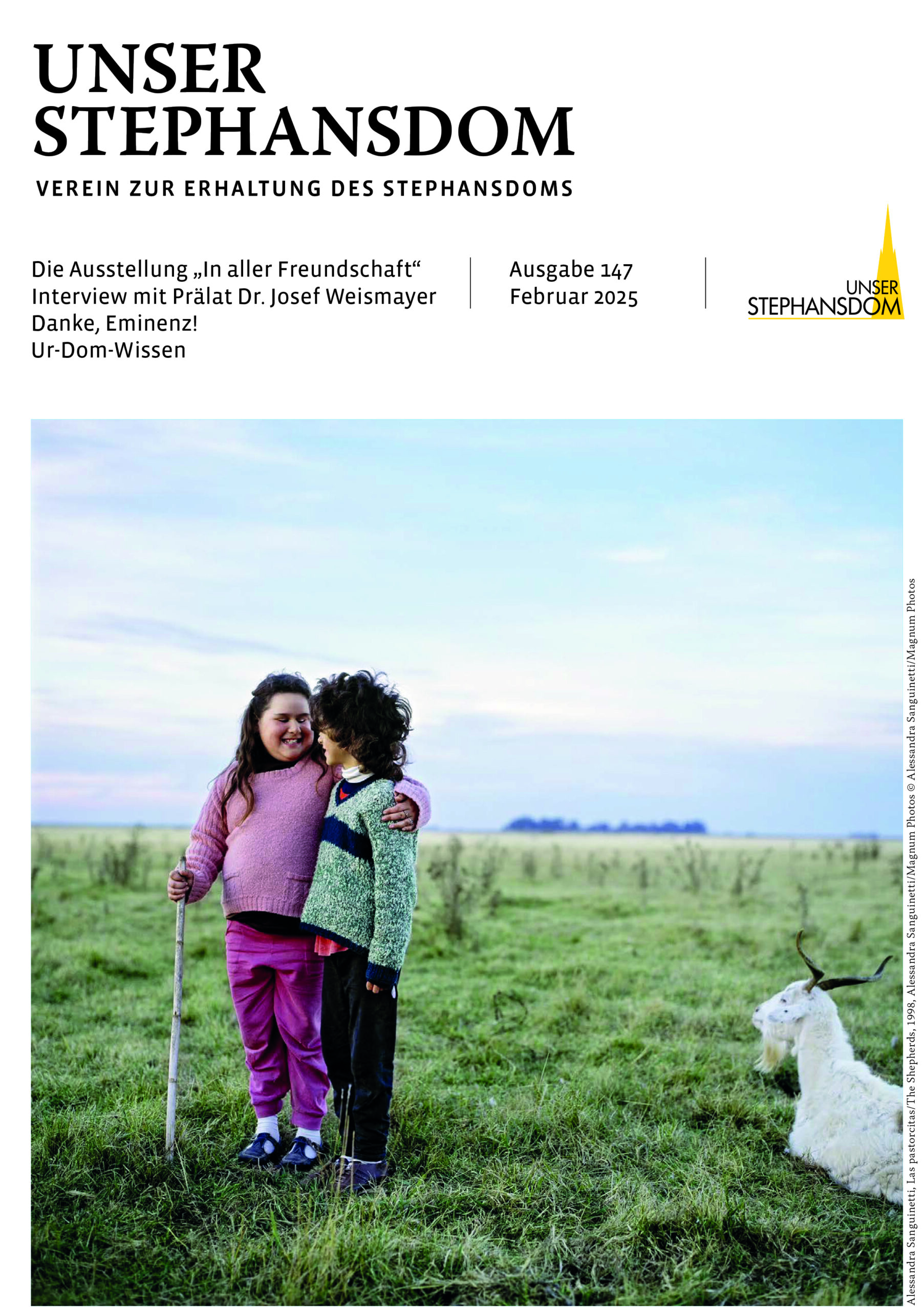 Vereinszeitung Unser Stephansdom 147, Auf dem Cover sind zwei Mädchen dies ich umarmen zu sehen